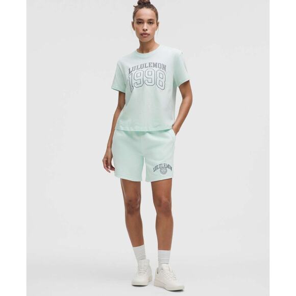 (L) NWT $88 Lululemon Scuba Mid-Rise Oversized Short 7" *Graphic Mint Breeze - Picture 4 of 5